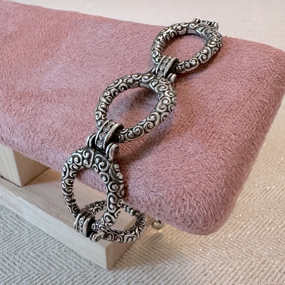 Retired Brighton Bracelet Cher Jazz Silver Swirls Crystal Links Romantic Western - Picture 5 of 11